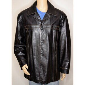 WILSONS LEATHER Espresso M. Julian Button-Front Quilt Lined Leather Jacket Sz XL